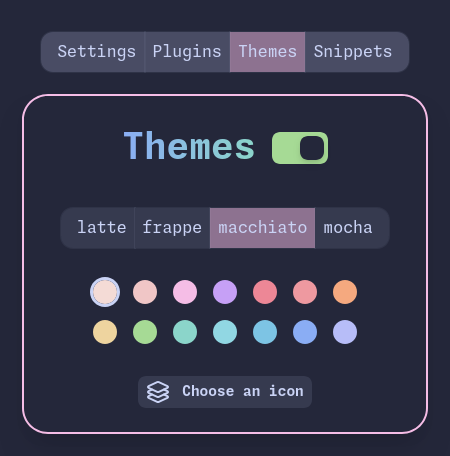 Configuration page for themes.